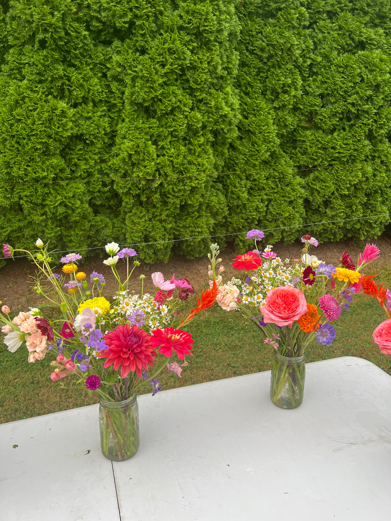 Two bouquets, overhead