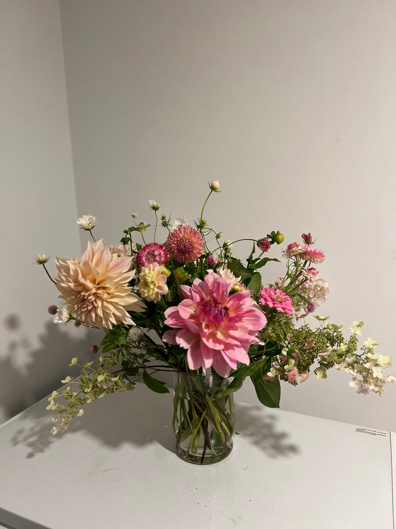 Pink and peach studio arrangement