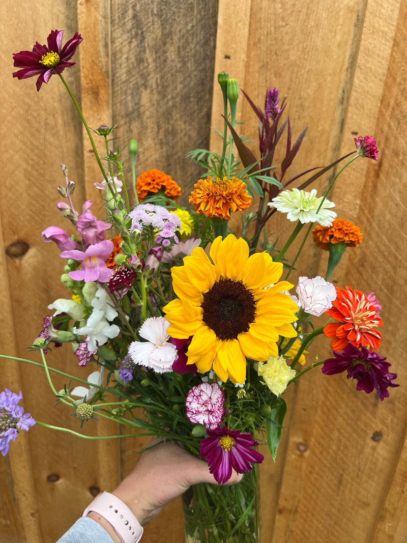 Sunflower-led wildflower bouquet