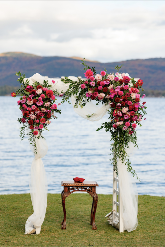 Lakeside dahlia ceremony arch